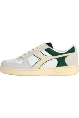 Diadora Magic Basket Low Suede Leather, Trampki Unisex-Dorosły, White/FOGLIAGE Green, 41 EU, , 41 EU