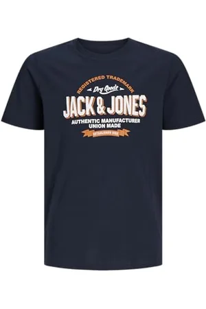 JACK & JONES T-shirt chłopięcy, Granatowy marynarka/nadruk: biały + dżem, 128