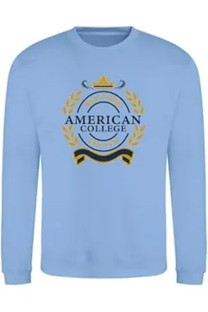 American College Bluza z kapturem sweter z nadrukiem ciepłe ubrania mieszane mężczyźni i kobiety na co dzień model ACSCRW5 Sky Blue S, , S