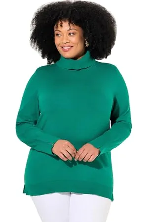 Ulla Popken Damski duży rozmiar, plus size, golf, szerokie prążkowane ściągacze, długi rękaw, , 50-52