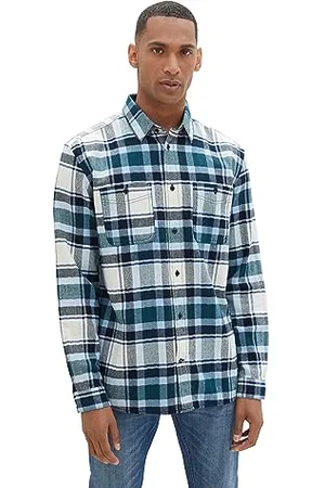 TOM TAILOR Męska koszula Comfort Fit ze wzorem w kratkę, z bawełny, , S