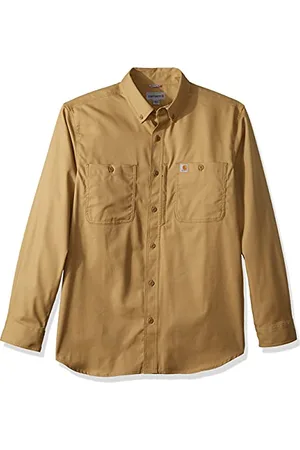 Carhartt Męska wytrzymała koszula robocza z długim rękawem z serii Professional o luźnym kroju, Ciemne khaki, XXL