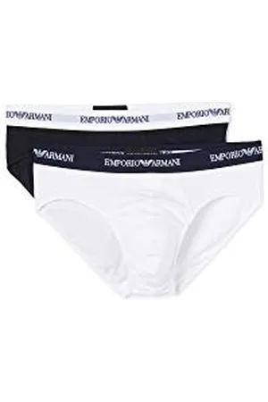 Emporio Armani Męskie 2-pak bawełniane majtki, Biały/granatowy, S
