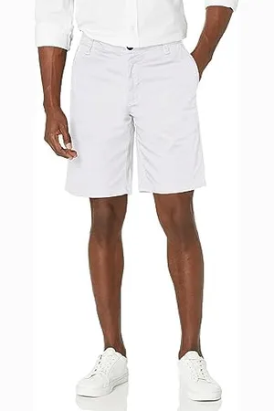 Armani Exchange Solid Stretch Twill Short, Męskie spodenki swobodne, białe, , 33