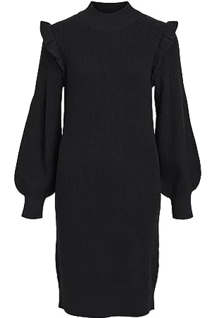 Object OBJMALENA L/S Ruffle Knit Dress NOOS, , XS