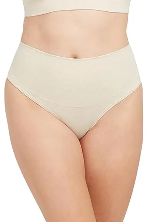 Spanx Damskie majtki modelujące bawełniane stringi, beżowy, L