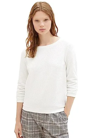 TOM TAILOR Damska bluza z marszczonym ramieniem i strukturą, , XS