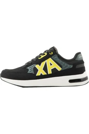 Armani Exchange Męskie buty sportowe Dusseldorf Embossed Geometric Motifs, czarne + szare + żółte, 39 EU, , 39 eu