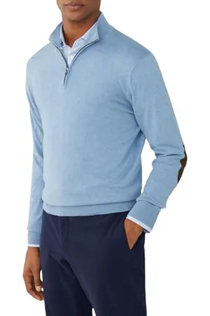 Hackett Męski bawełniany kaszmirowy sweter z zamkiem błyskawicznym, , 3XL