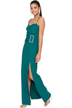 Trendyol Damska sukienka maxi Wrapover Regular Woven wieczorowa i studniówka, , 62
