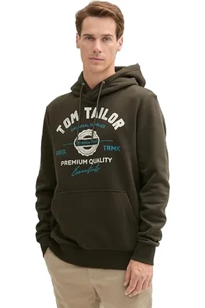 TOM TAILOR Męska bluza z kapturem z nadrukiem logo, , M