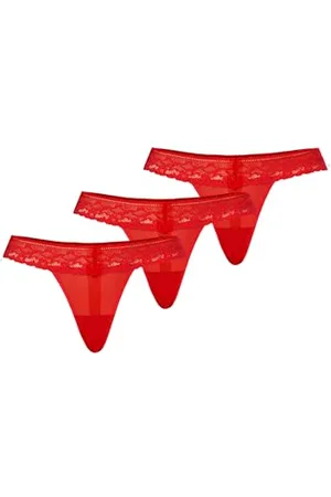 Teyli Damskie stringi tanga z siatki z koronką, 3 sztuki w opakowaniu, , S