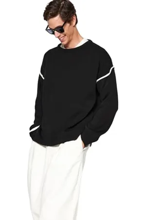 Trendyol Męska bluza z okrągłym dekoltem, gładka oversize, , M
