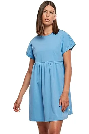 Urban classics Damska sukienka z bawełny organicznej, sukienka T-shirt, damska sukienka z nadrukiem organicznym, Empire Valance Tee Dress, dostępna w wielu kolorach, rozmiary XS - 5XL, niebieski
