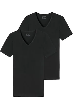 Schiesser Męski Podkoszulek, 2 Sztuki, Organiczna Bawełna, Dekolt w Serek, 95/5, Czarny, Xl