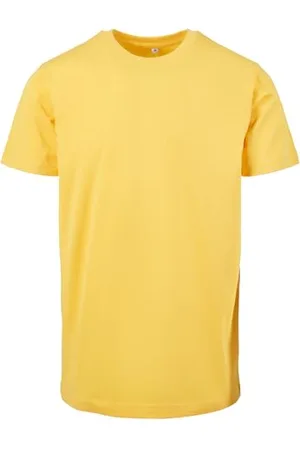 Build Your Brand Męski T-shirt z okrągłym dekoltem, basic, męski top z bawełny, z okrągłym dekoltem, dostępny w wielu kolorach, rozmiary XS-5XL, Żółty (Taxi Yellow), XXL
