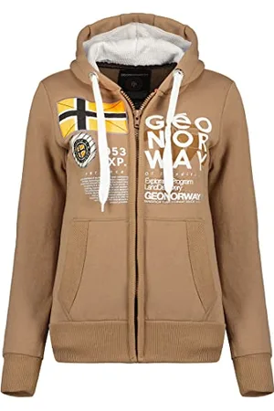 Geographical Norway Damska bluza z kapturem z kieszeniami kangur - ciepła bluza z długim rękawem - damska kurtka z kapturem Wiosna Lato Jesień Zima (Taupe XL), , XL