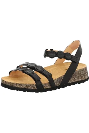 Think! Damen KOAK chromfrei gegerbte nachhaltige Sandale, SCHWARZ 0020