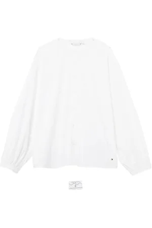 Tommy Hilfiger Damska bluzka CRV CTN z dekoltem w serek LS WW0WW44272 L/S bluzki, Th Optic White, 50, , 50