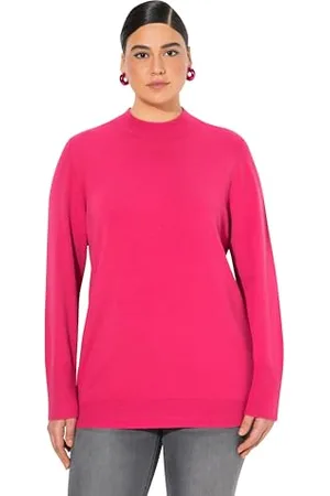 Ulla Popken Sweter damski, duże rozmiary, plus size, stójka, długie rękawy, prążkowane ściągacze, , 62-64