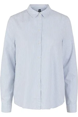 Pieces® Irena koszulka z długim rękawem Oxford, Jasny biały/paski: niebieski (Kentucky Blue), XS