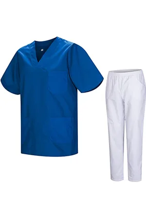 MISEMIYA Mundur sanitarny Unisex medyczne mundury sanitarne z ekranem Biały 817-8312-BIAŁY, , 4XL