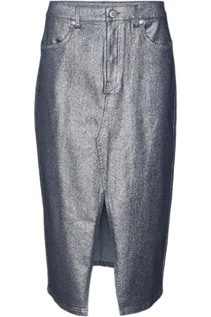 VERO MODA VMVERI HR Calf DNM Skirt VI2464, , XL