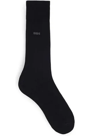 HUGO BOSS Męskie skarpety George RS Uni MC z logo o regularnej długości z merceryzowanej egipskiej bawełny, Czarny, 44-45 EU