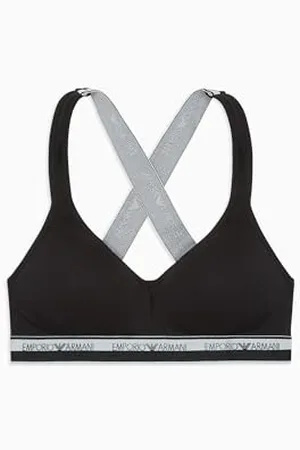 Emporio Armani Elastyczny bawełniany biustonosz z logo wyściełany , , XS