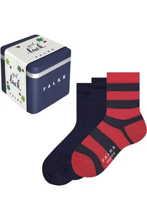 Falke Uniseks - dzieci Skarpety Happy Triple Pack Giftbox K So Bawełna z wzorem 3 Pak, , 35-38