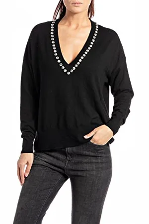 Replay Damski sweter DK1460, 098 czarny, XL