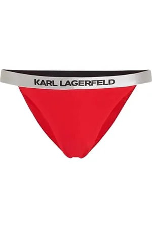 Karl Lagerfeld Logo Bikini Bottom W/Elastic, High Risk Red, S, , S