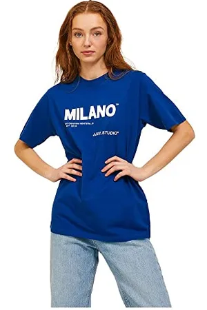 JACK & JONES Damska koszulka Jjxx Jxbea Ss Relaxed Vint Tee Noos, Sodalite Blue/Print:bright White Milano Print, XS