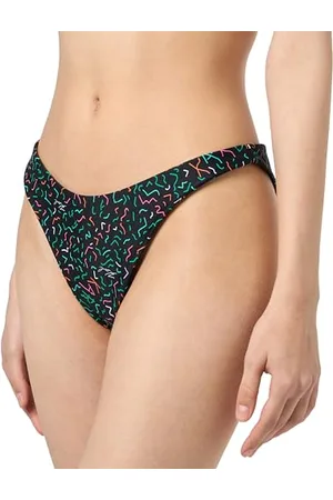 Karl Lagerfeld Geometric High Leg Bikini Bottoms, Geometric AOP Black, L, , L