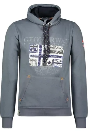 Geographical Norway Galon Męska bluza z kapturem z kieszenią kangurka - Bluza z logo sweter z kapturem ciepły długi rękaw - męska wiosna lato jesień zima (ciemnoszara M), , M
