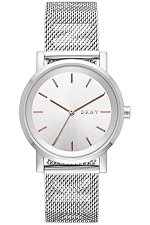 DKNY Soho trójramienny zegarek ze stali nierdzewnej, koperta 34 mm, Srebrny
