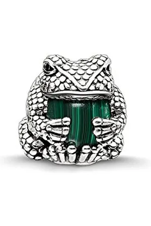 Thomas Sabo K0193-880-6 koralik damski w kształcie żaby, srebro wysokiej próby 925, czernione, cyrkonia, czarny imitujący malachit