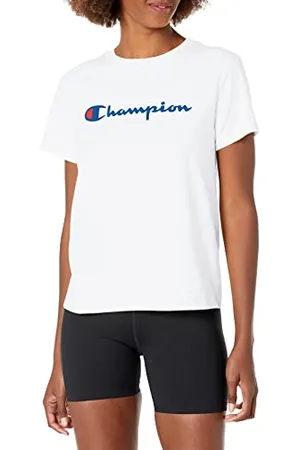 Champion Koszulka damska, klasyczna koszulka z krótkim rękawem, lekka koszulka dla kobiet, logo w formie napisu (dostępna w dużych rozmiarach), XL