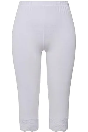 Ulla Popken Damskie spodnie Capri, elastyczne obszycie koronkowe, , 45W / 32L