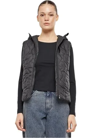 Urban classics Damska kamizelka damska Super Light Puffer Vest, lekka pikowana kamizelka z kapturem dla kobiet, krój slim fit, , XXL