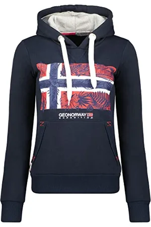 Geographical Norway Gpalm Lady - Damska bluza z kapturem z kieszeniami kangurka - Bluza damska ciepły sweter na co dzień z długim rękawem, , L