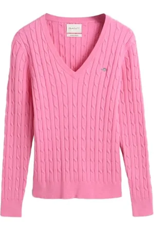 GANT Stretch Cotton Cable V-Neck, , XXL