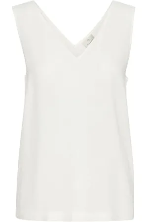 Kaffe Damski Tank Top V-Neck Sleeveless Regular Fit Hip Length Wide Shoulders Damski, , 40