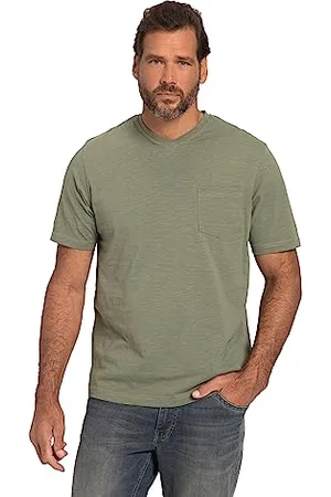 JP 1880 Męskie, duże rozmiary, t-shirt, basic, rękawy do połowy rękawów, dekolt w serek, flammjersey, do 8 XL, , 5XL