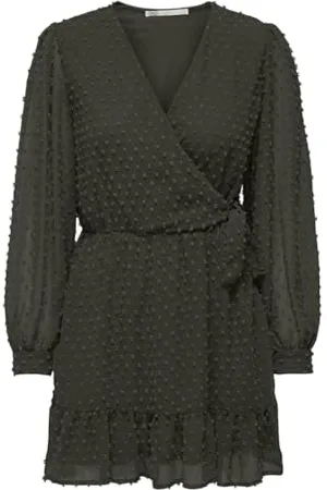 ONLY Onltiva L/S Dobby Fake Wrap Dress WVN, , M