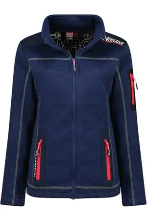 Geographical Norway Tebelle Lady polar ciepły damski zamek błyskawiczny kurtka jesienno-zimowa ciepła damska - długi rękaw sweter futrzany miękki komfort na zewnątrz (granatowa 2XL), , XXL