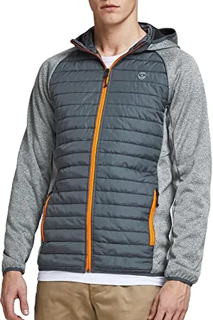 JACK & JONES Męska kurtka pikowana, szary melanż/szczegóły: Set-IN Sleeves, M, Szary melanż/szczegóły: zestaw rękawów, M