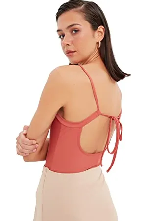 Trendyol Damskie jednolite wycięcie ze szczegółami dzianinowe body, , S