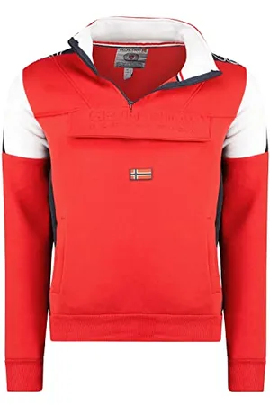 Geographical Norway Fagostino Męska bluza z kapturem z kieszenią kangurka - Bluza z logo bluza z kapturem z kapturem ciepły długi rękaw - męska wiosna lato jesień zima (czerwony L), , L