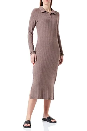 Pieces® Damska sukienka midi z długim rękawem polo, , L